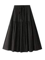 Women Pleated Skirt Lace-Up Elastic - High Waist Midi Women Skirt