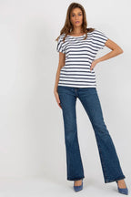Women Round-Neck Short-Sleeves T-Shirt – Stretchable, Navy