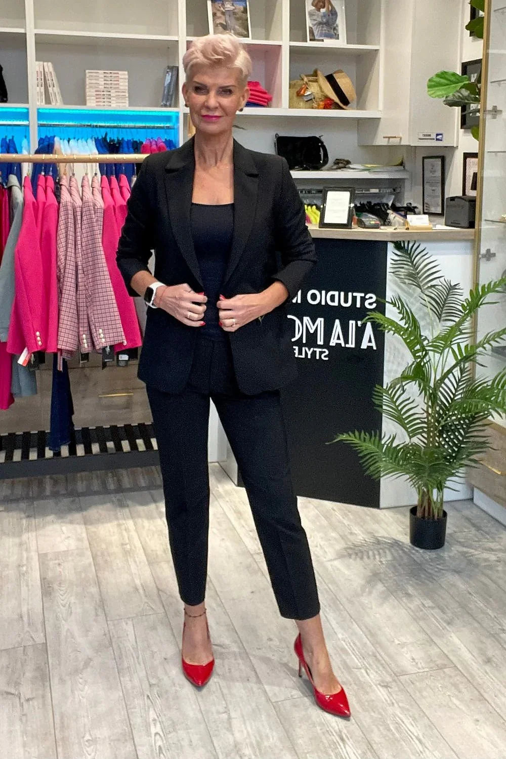 Women's Blazer - Stretchable - 1-Button - Black -Guocali