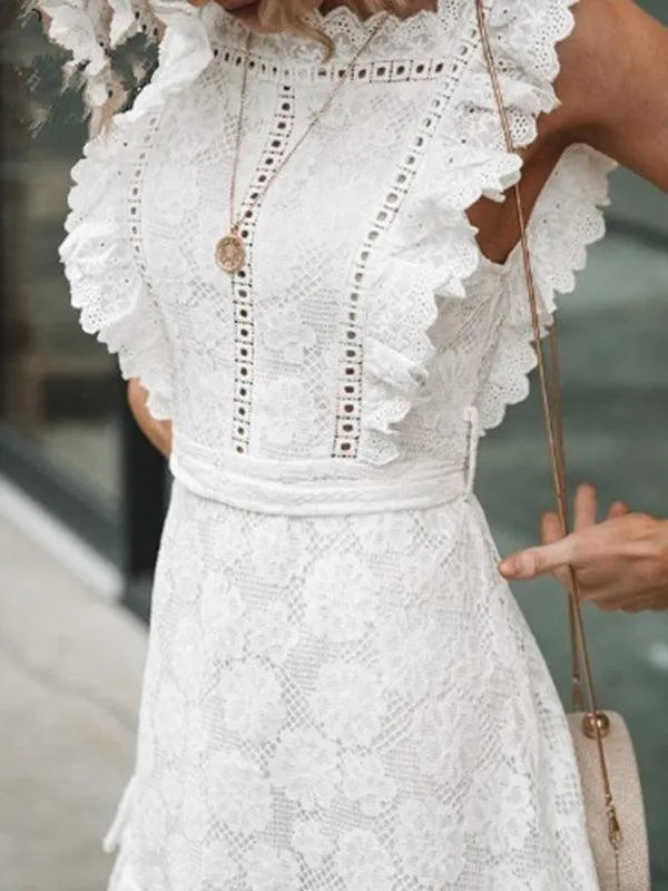 Women's Embroidered Lace Fungus Dress -Guocali