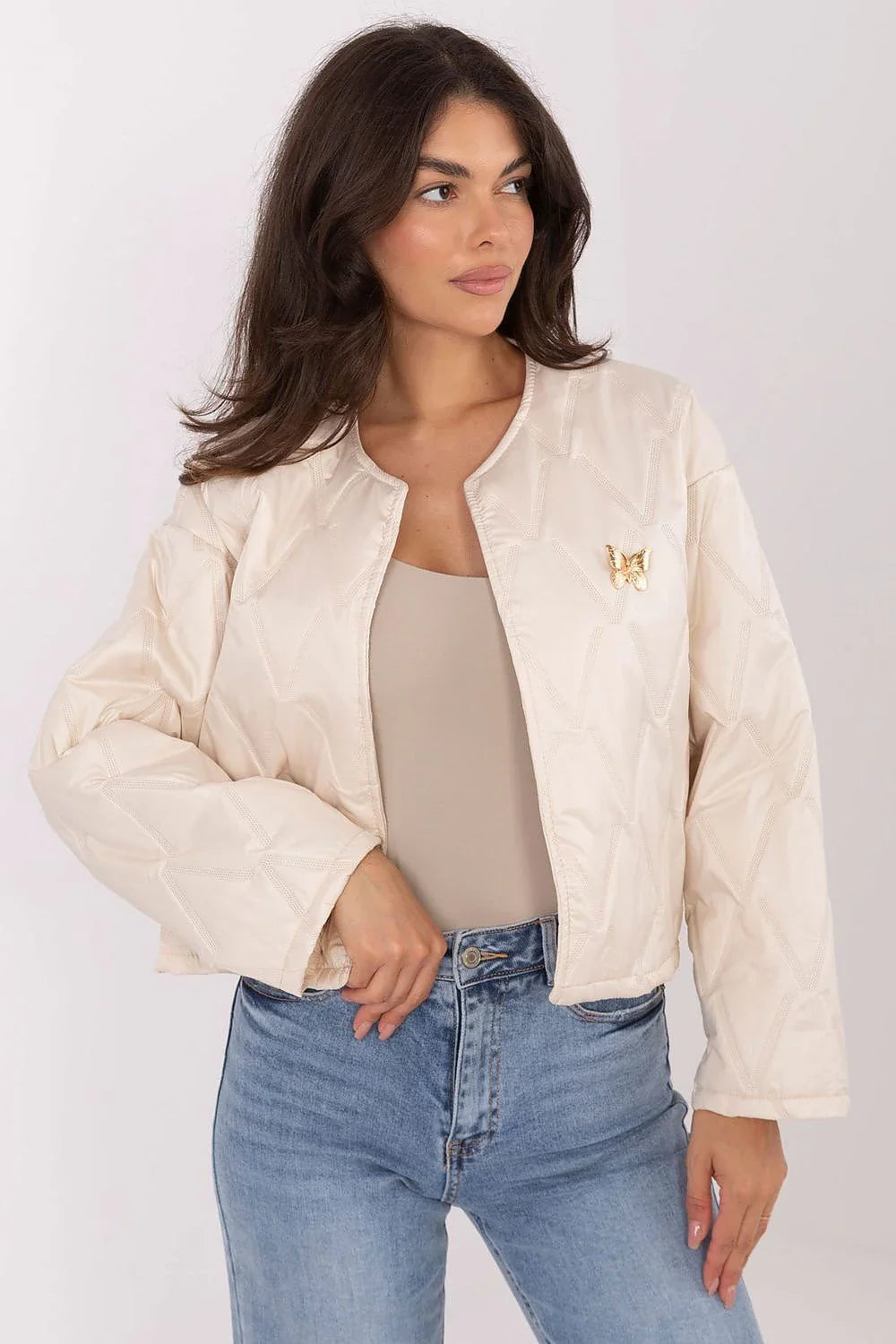 Women's Quilted Jacket - Lightweight Elegant - Brown