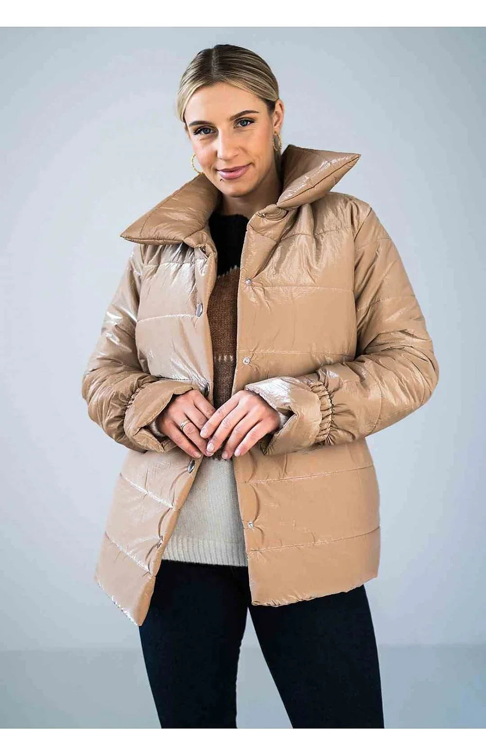 Women's Quilted Jacket, Puffer Jacket - Insulated Chic, Casual - Green