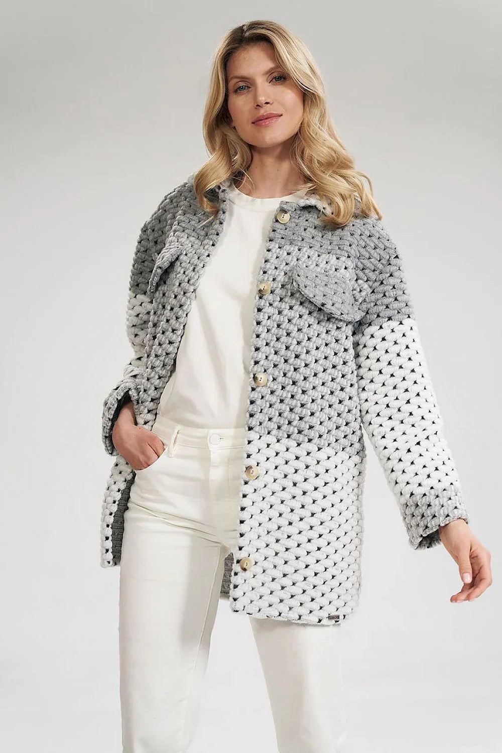 Women's Shacket - Lightweight Minimalist, Chic - Gray