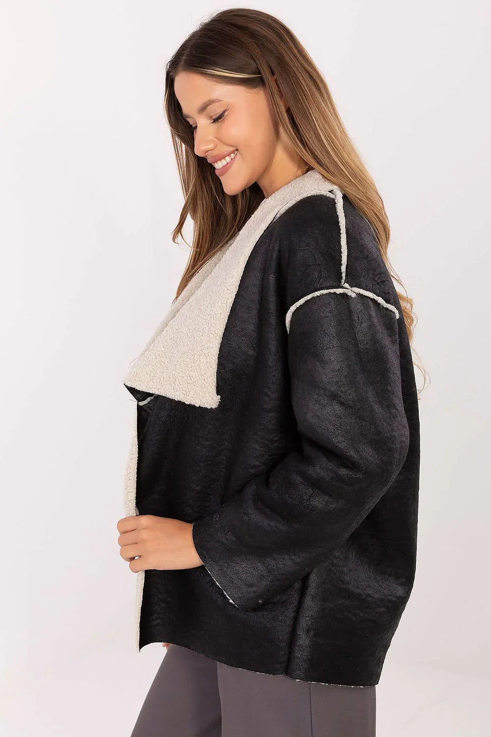 Women's Wrap Coat - Lightweight Chic - Black