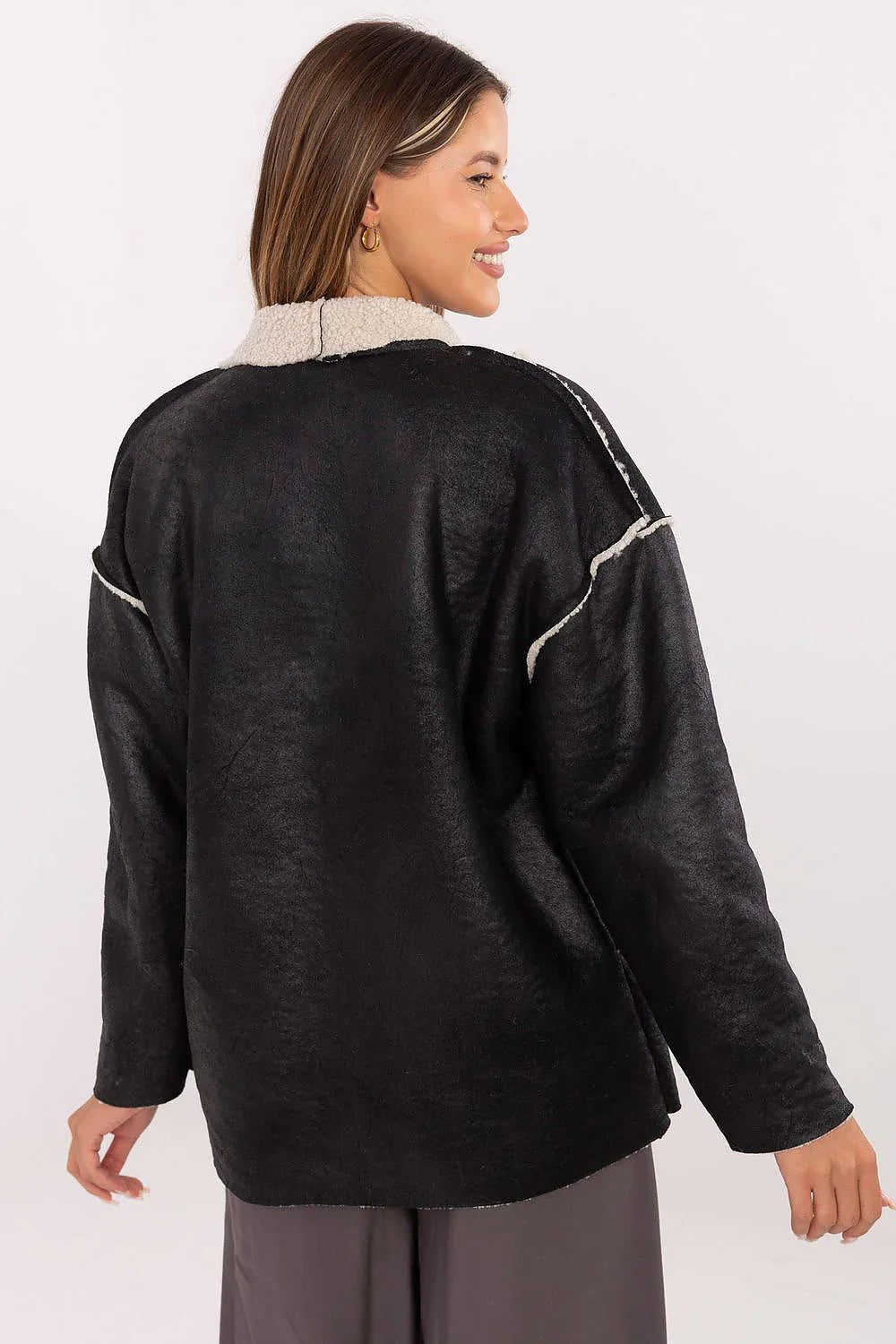 Women's Wrap Coat - Lightweight Chic - Black