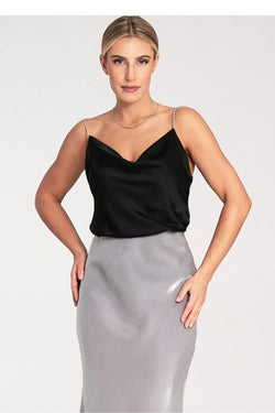 Women Satin Top – Cowl-Neck Camisole Top - Guocali