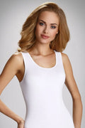 Women Scoop-Neck Sleeveless T-Shirt – Stretchable - White -Guocali