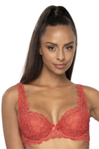 Women Solid Lace Demi Underwire Bra - Guocali
