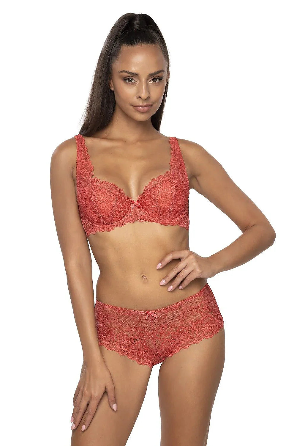 Women Solid Lace Demi Underwire Bra - Guocali