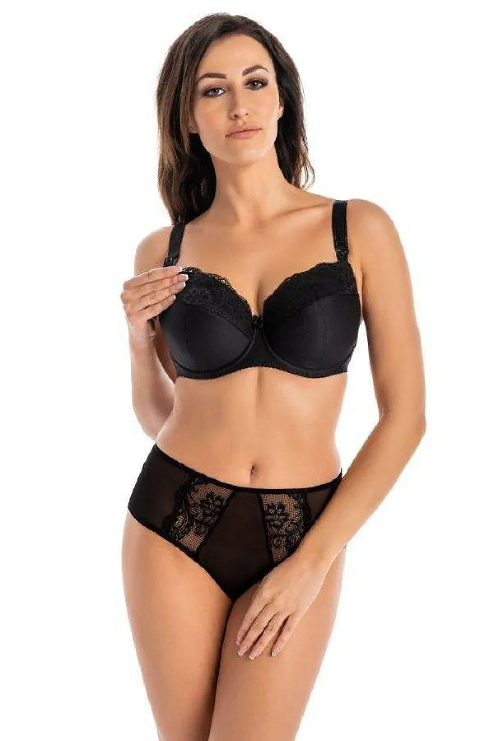 Women Solid Lace Nursing Underwire Bra - Guocali