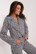 Women Suit Jacket - Breathable - Double-Breasted - Black, White
