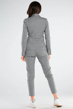 Women Suit Jacket - Stretchable - Double-Breasted - Black, White