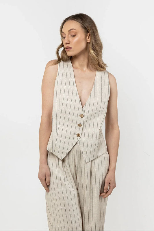 Women Suit Vest - Breathable - Sleeveless Beige -Guocali