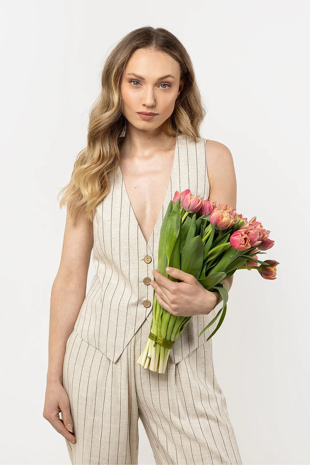 Women Suit Vest - Breathable - Sleeveless Beige -Guocali