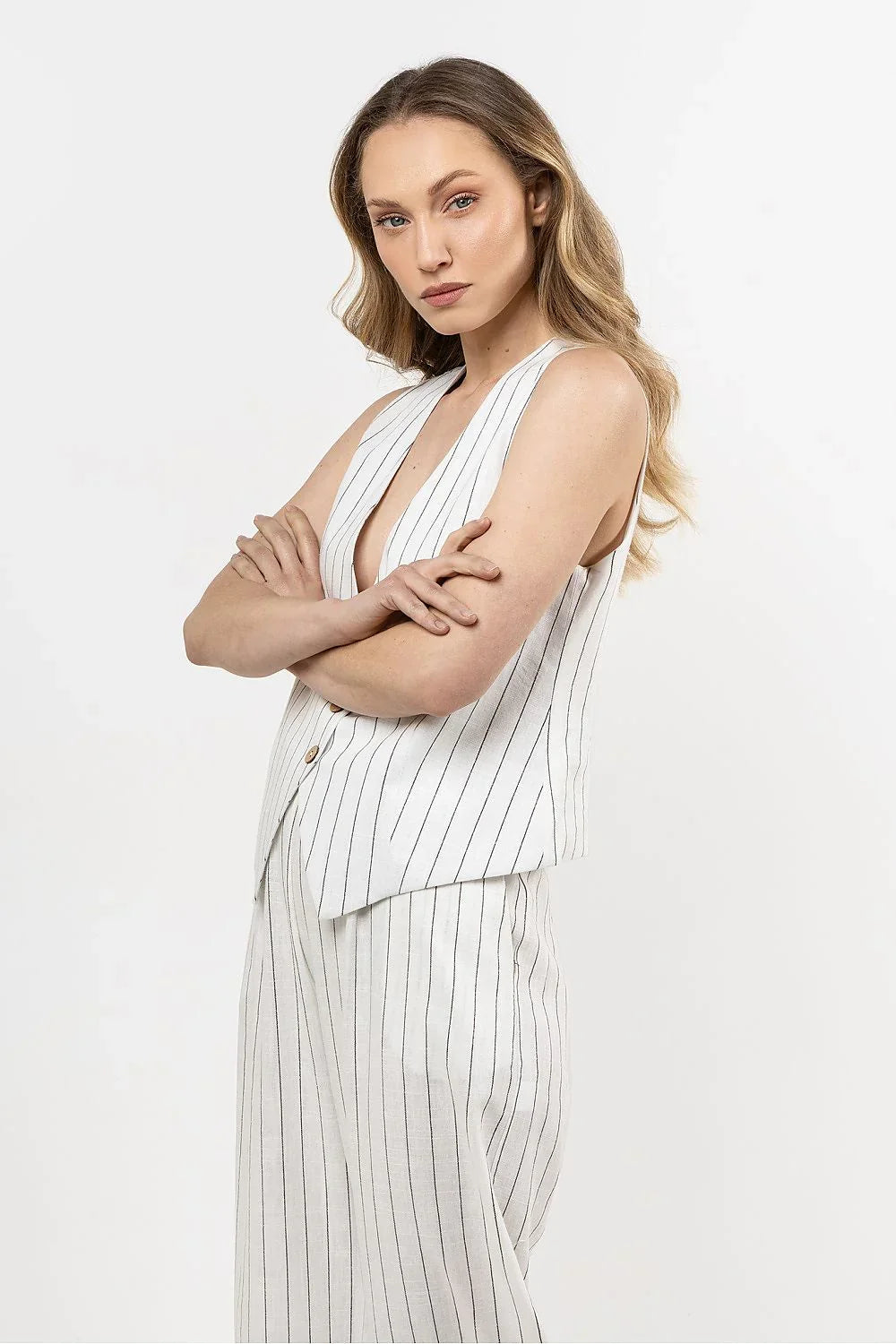 Women Suit Vest - Breathable - Sleeveless White -Guocali