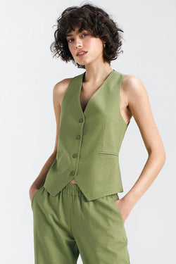 Women Suit Vest - Lightweight - Sleeveless Green - Guocali