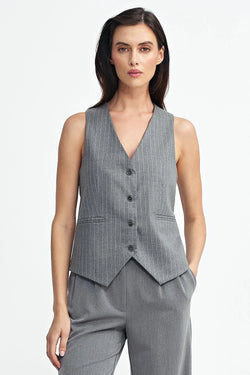 Women Suit Vest - Stretchable - Sleeveless Gray - Guocali