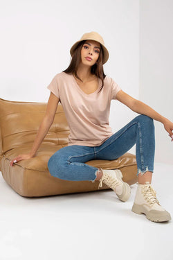 Women V-Neck Short-Sleeves T-Shirt – Stretchable - Guocali