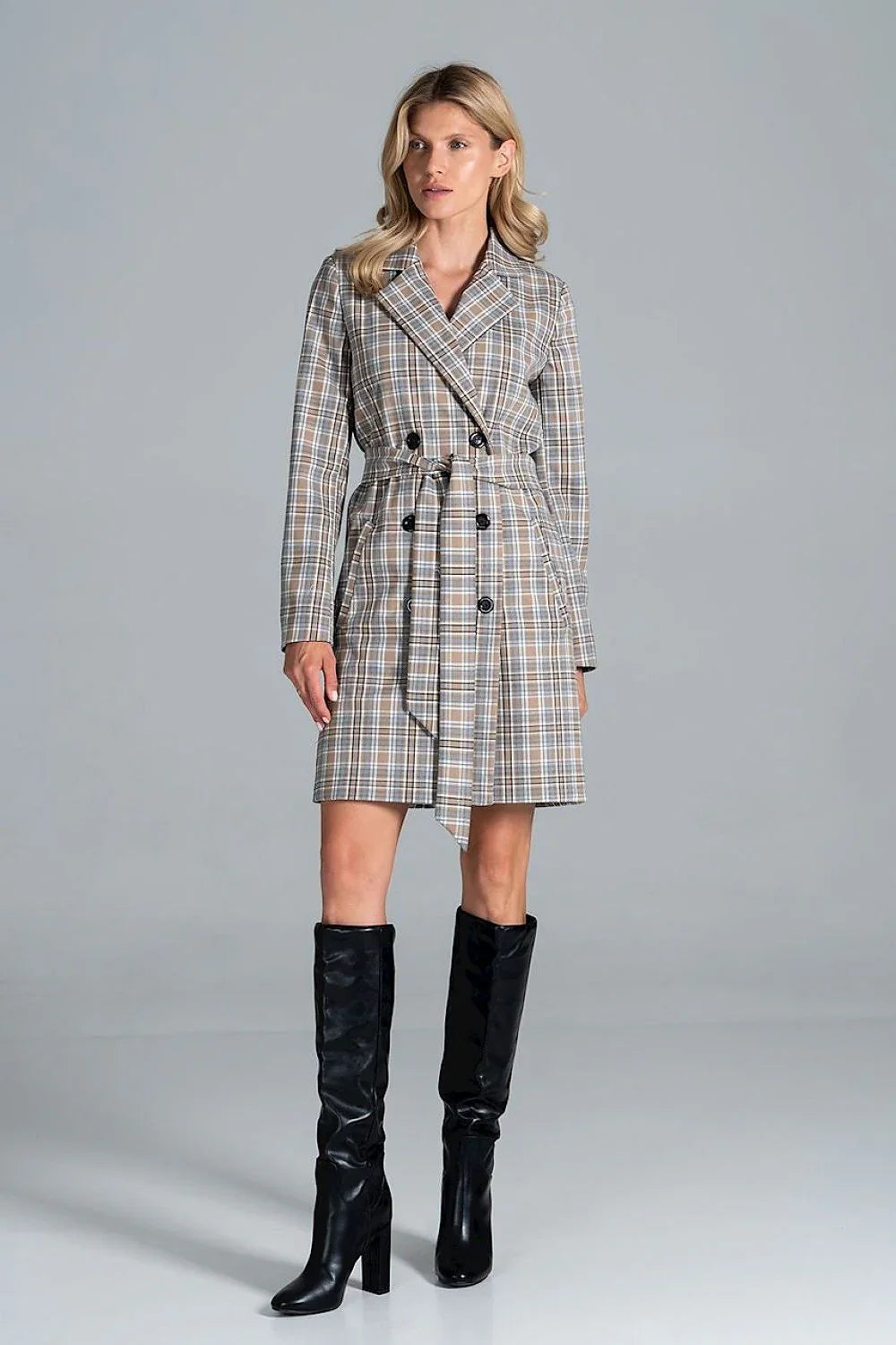 Women's Belted Double-Breasted Wool Wrap Coat – Coat | GUOCALI – view 4