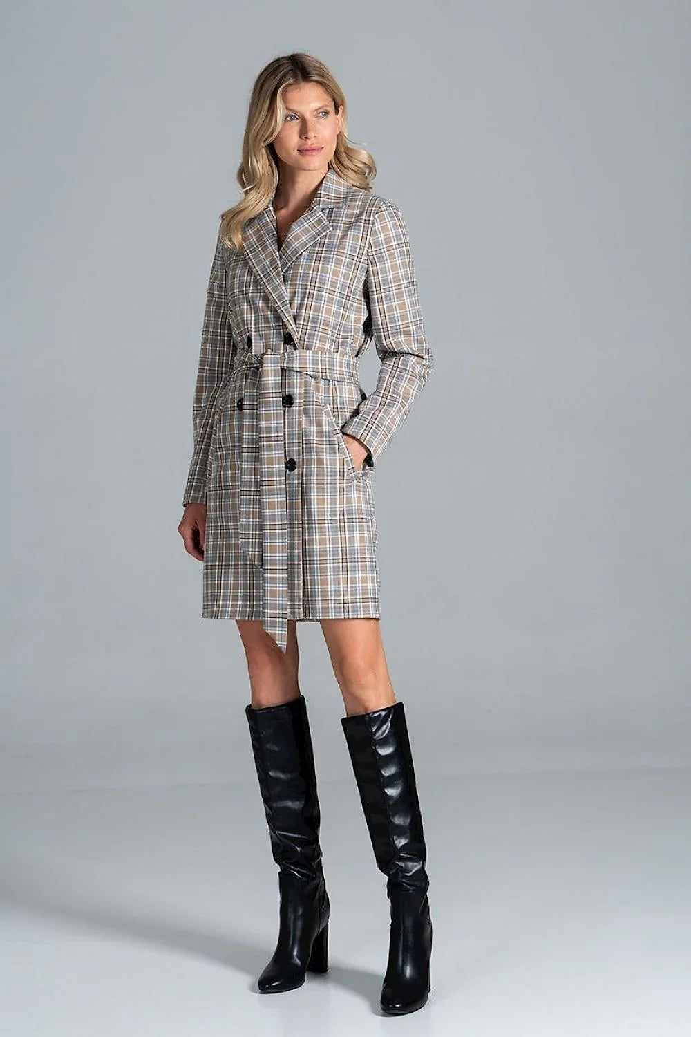 Women's Belted Double-Breasted Wool Wrap Coat – Coat | GUOCALI – view 5