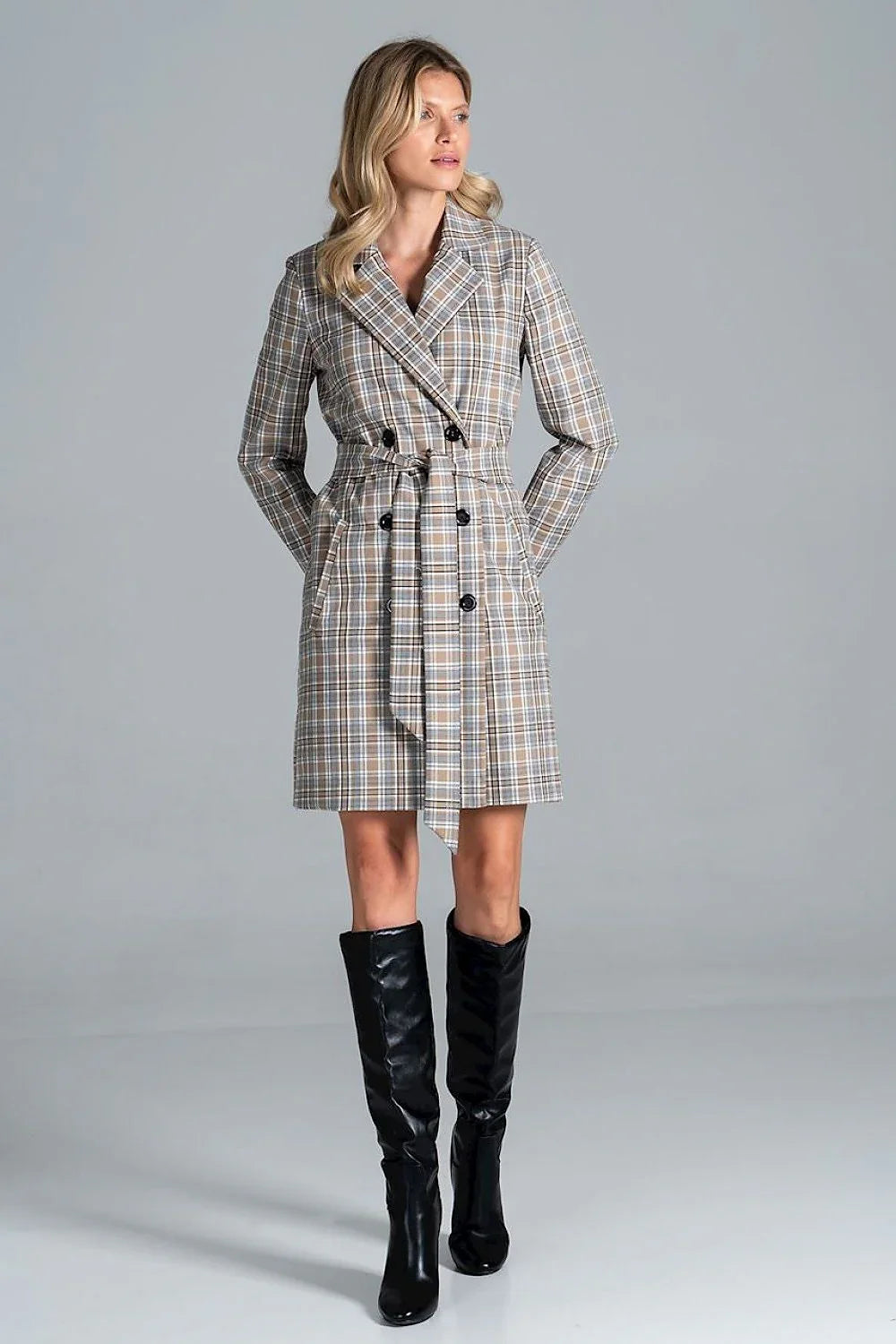Women's Belted Double-Breasted Wool Wrap Coat – Coat | GUOCALI – view 7