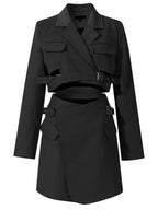 Women's Blazer - Belted Wrap Solid - Relaxed Fit Thigh-Length – Blazer | GUOCALI