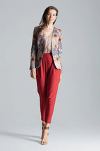 Women's Blazer - One-Button Floral Modal - Slim Fit Hip-Length - Grey – Blazer | GUOCALI – view 2