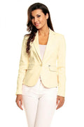 Women's Blazer - One-Button Solid Linen-Cotton - Slim Fit Cropped - Yellow – Blazer | GUOCALI
