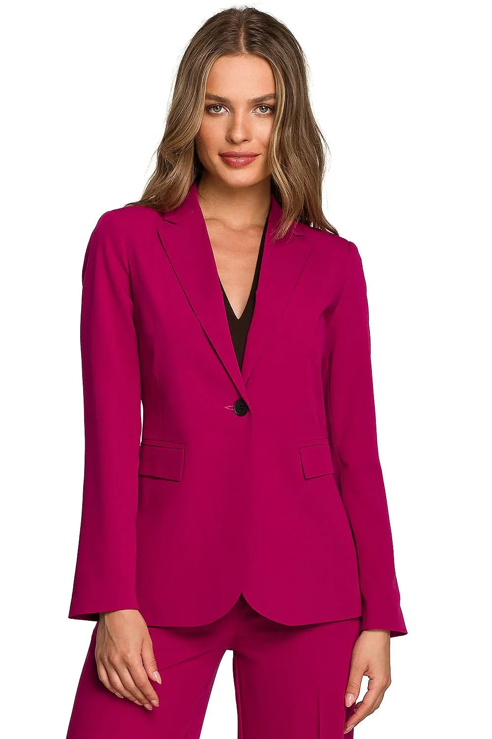 Women's Blazer - One-Button Solid Linen - Regular Fit Hip-Length - Violet – Blazer | GUOCALI