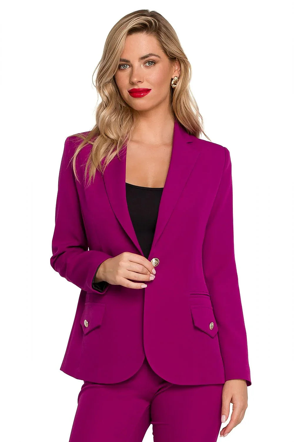 Women's Blazer - One-Button Solid Modal - Regular Fit Hip-Length - Violet – Blazer | GUOCALI