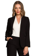 Women's Blazer - One-Button Solid Stretch Linen - Regular Fit Hip-Length - Black – Blazer | GUOCALI