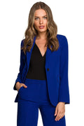Women's Blazer - One-Button Solid Stretch Linen - Regular Fit Hip-Length - Blue – Blazer | GUOCALI