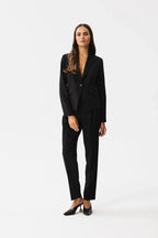 Women's Blazer - One-Button Solid Stretch Modal - Slim Fit Cropped - Black | Stylove – Suit Jacket | GUOCALI – view 2
