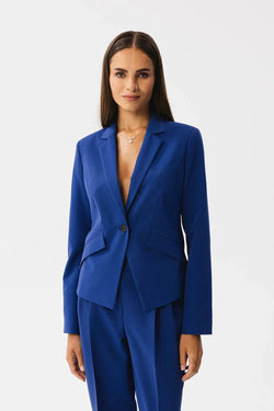 Women's Blazer - One-Button Solid Stretch Modal - Slim Fit Cropped - Blue – Suit Jacket | GUOCALI