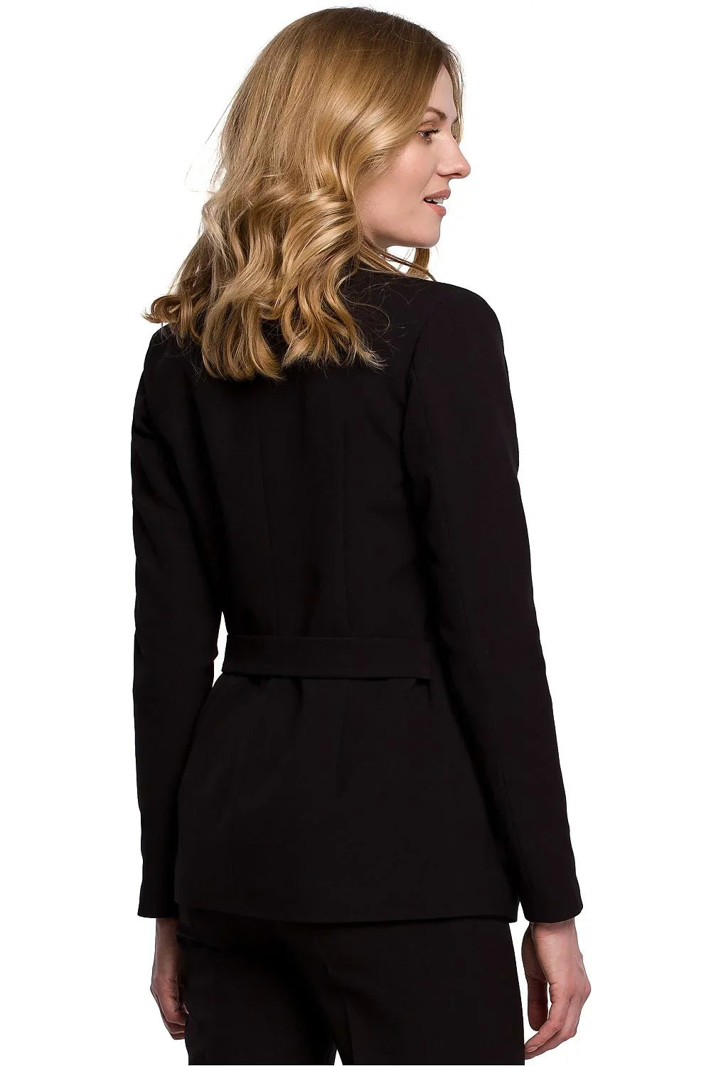Women's Blazer - Tie-Waist Wrap Solid Lace - Slim Fit Hip-Length - Black – Suit Jacket | GUOCALI – view 3