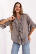 Women's Boho Cotton Shirt – Beige – Shirt | GUOCALI