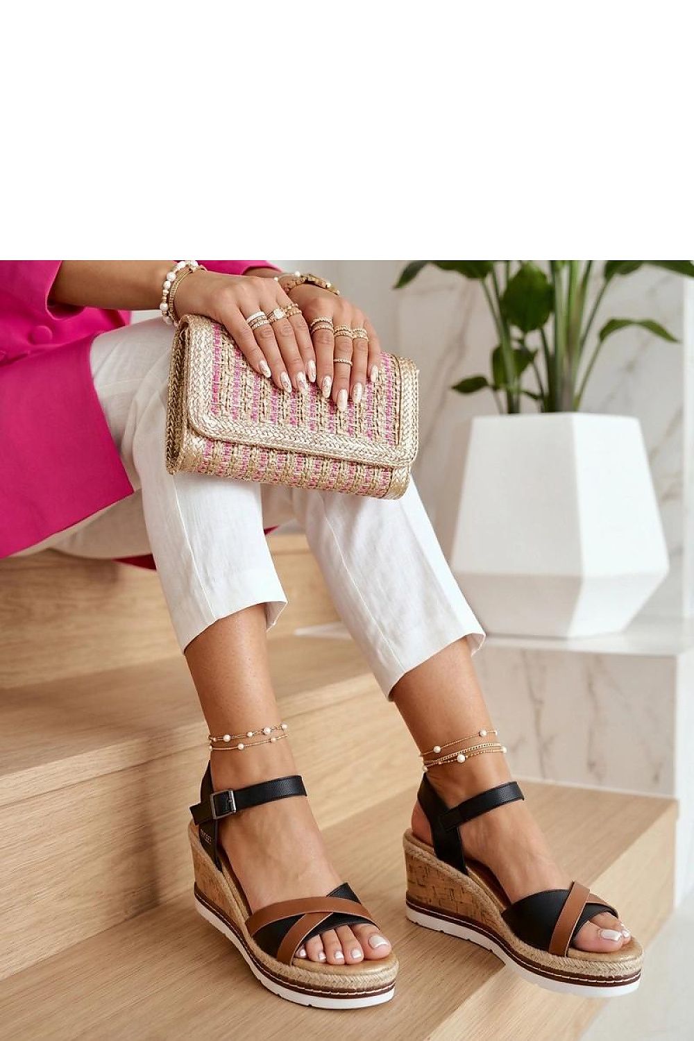 Women's Buckle-Strap Fabric Sandals – Black – Sandals | GUOCALI