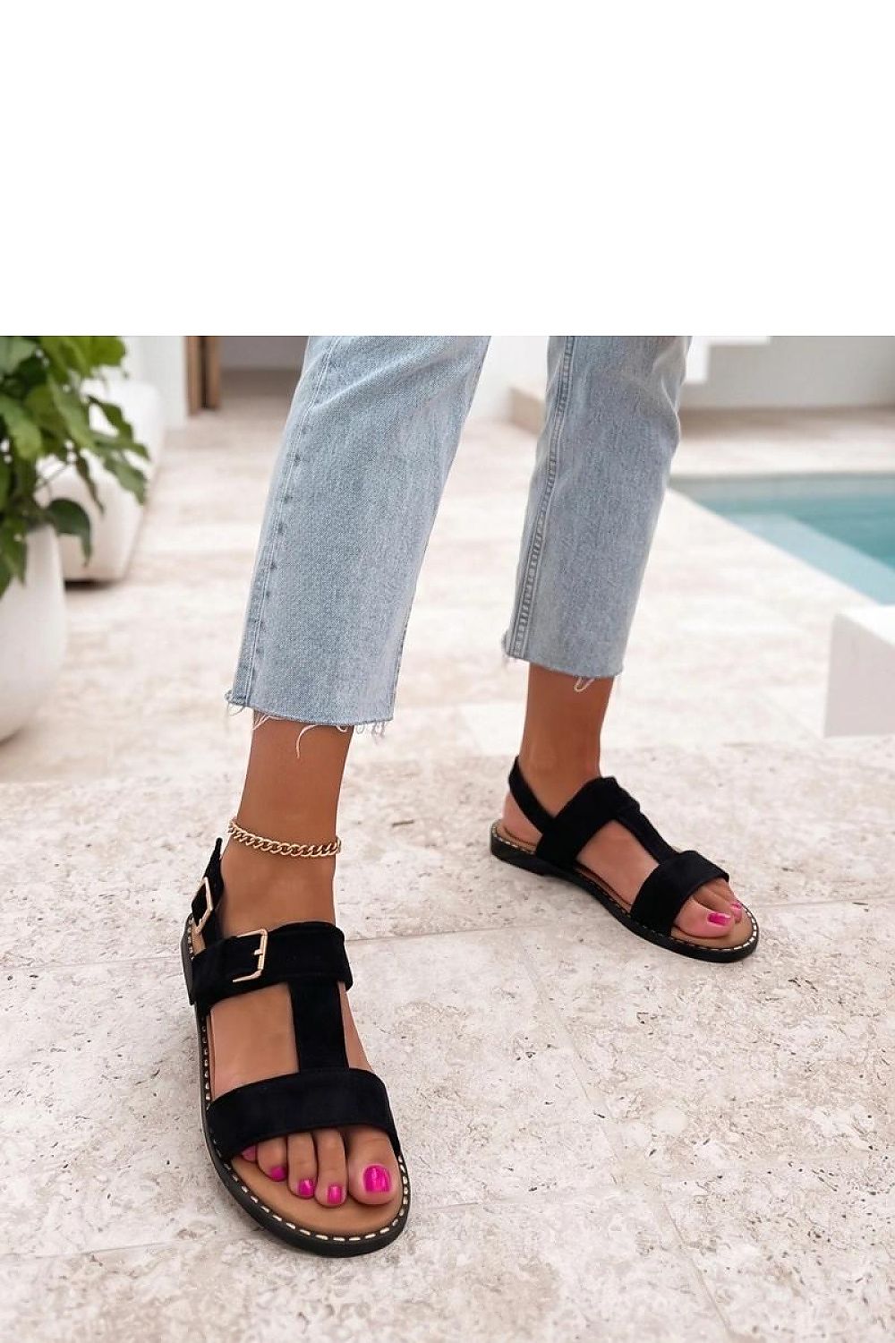 Women's Classic Buckle Sandals – Black – Sandals | GUOCALI