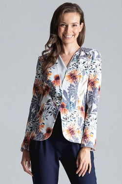 Women's Collarless One-Button Blazer – Light Grey – Blazer | GUOCALI