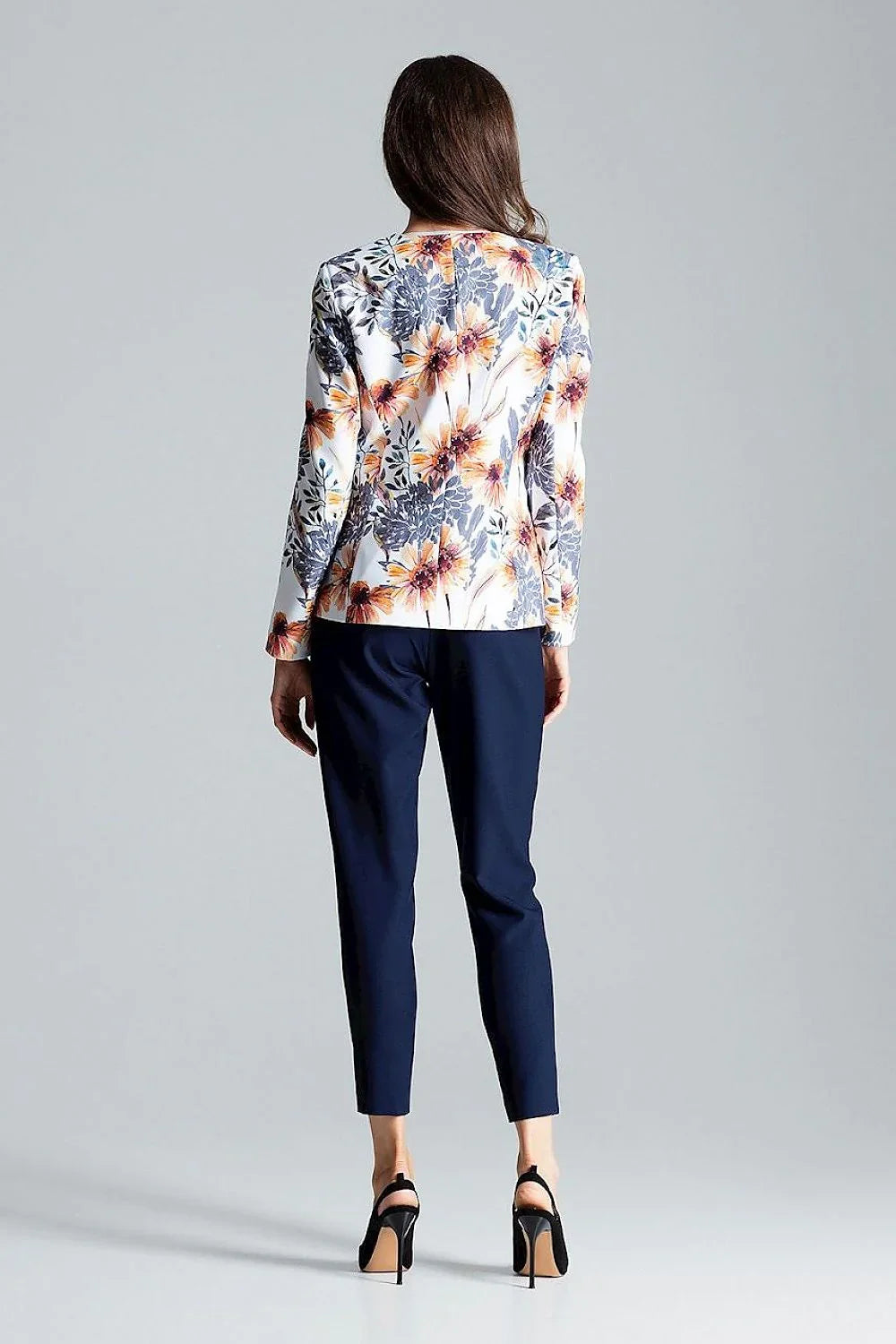 Women's Collarless One-Button Blazer – Light Grey – Blazer | GUOCALI – view 3