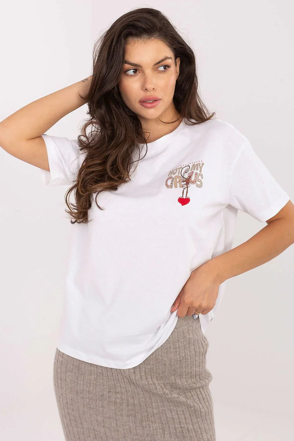 Women's Crew-Neck Cotton T-Shirt – White – T-Shirt | GUOCALI – view 2