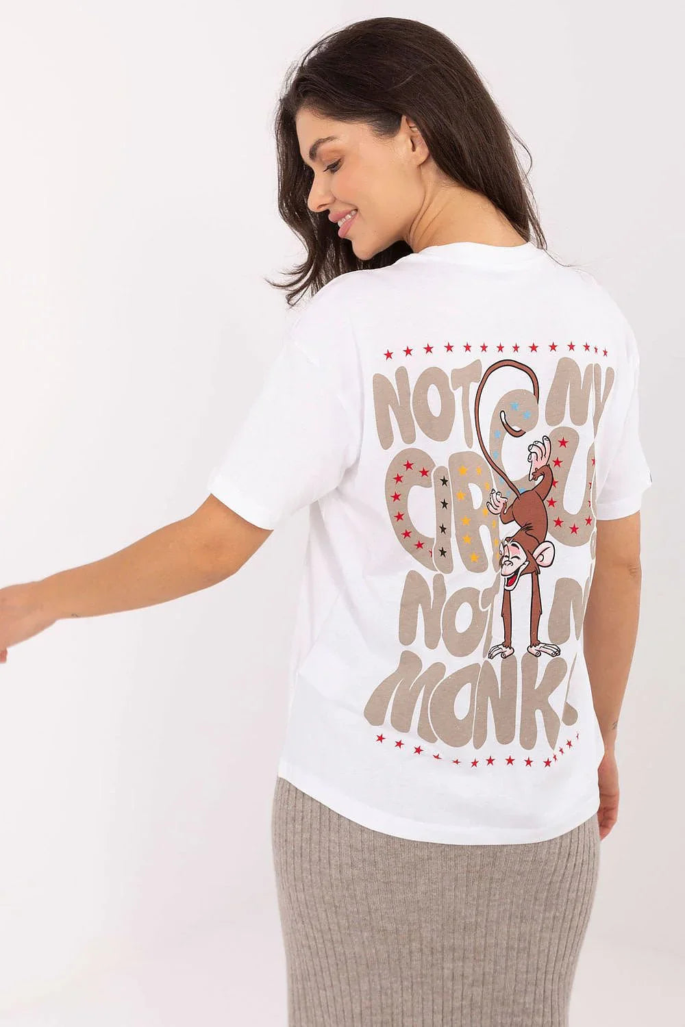 Women's Crew-Neck Cotton T-Shirt – White – T-Shirt | GUOCALI – view 3