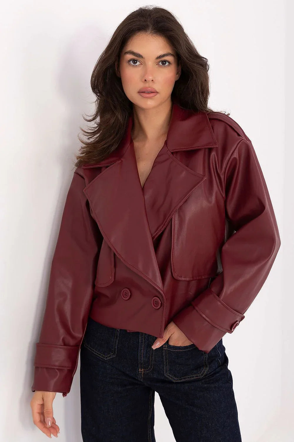 Women's Cropped Coat - With Lining Chic, Elegant, Casual - Guocali