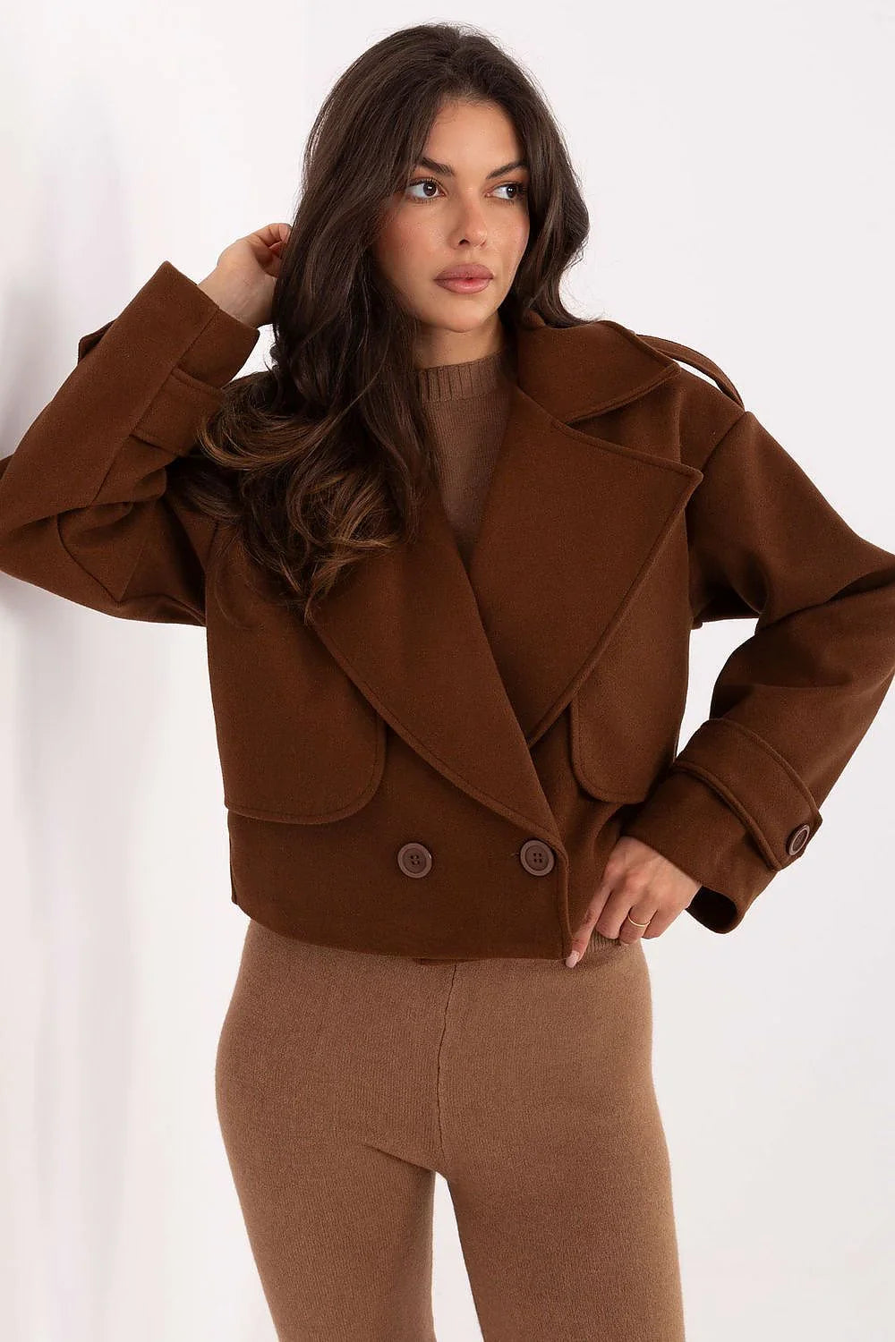 Women's Cropped Coat - With Lining Chic, Elegant, Casual - Guocali