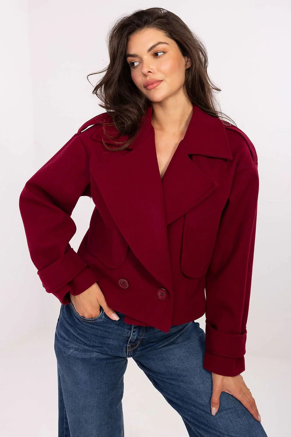 Women's Cropped Coat - With Lining Chic, Elegant, Casual - Guocali