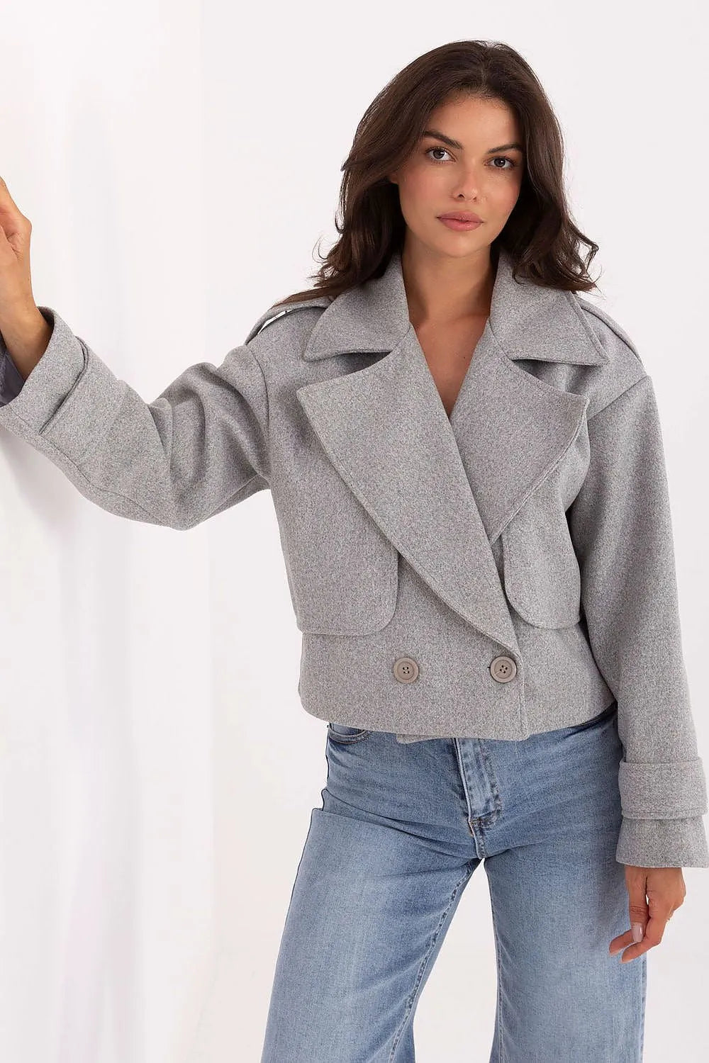 Women's Cropped Coat - With Lining Chic, Elegant, Casual - Guocali