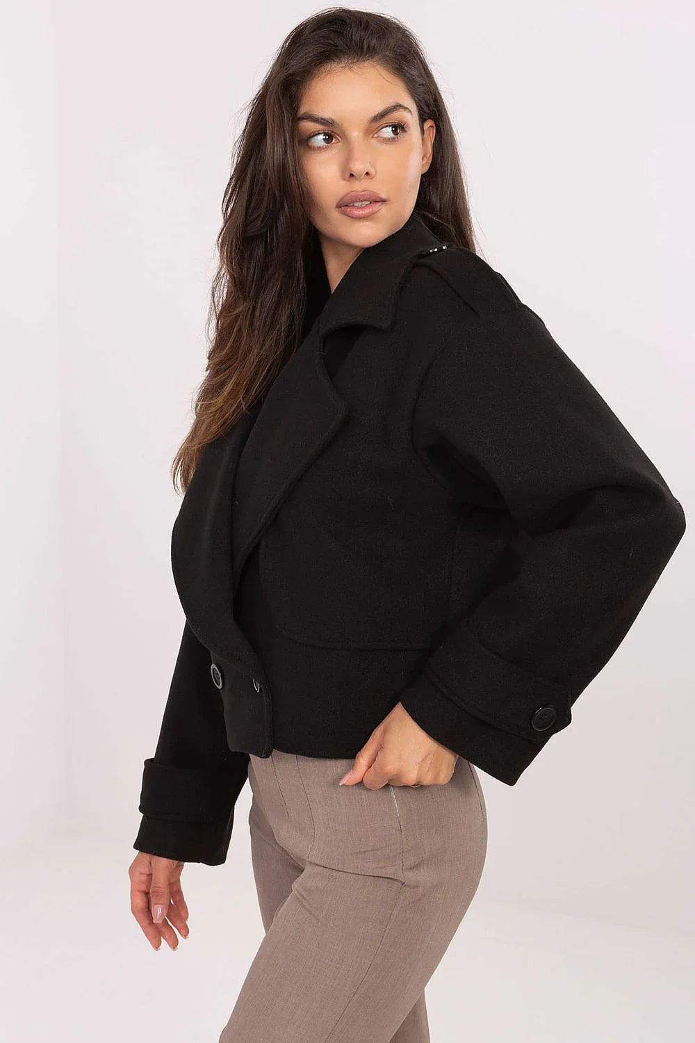 Women's Cropped Coat - With Lining Chic, Elegant, Casual - Guocali