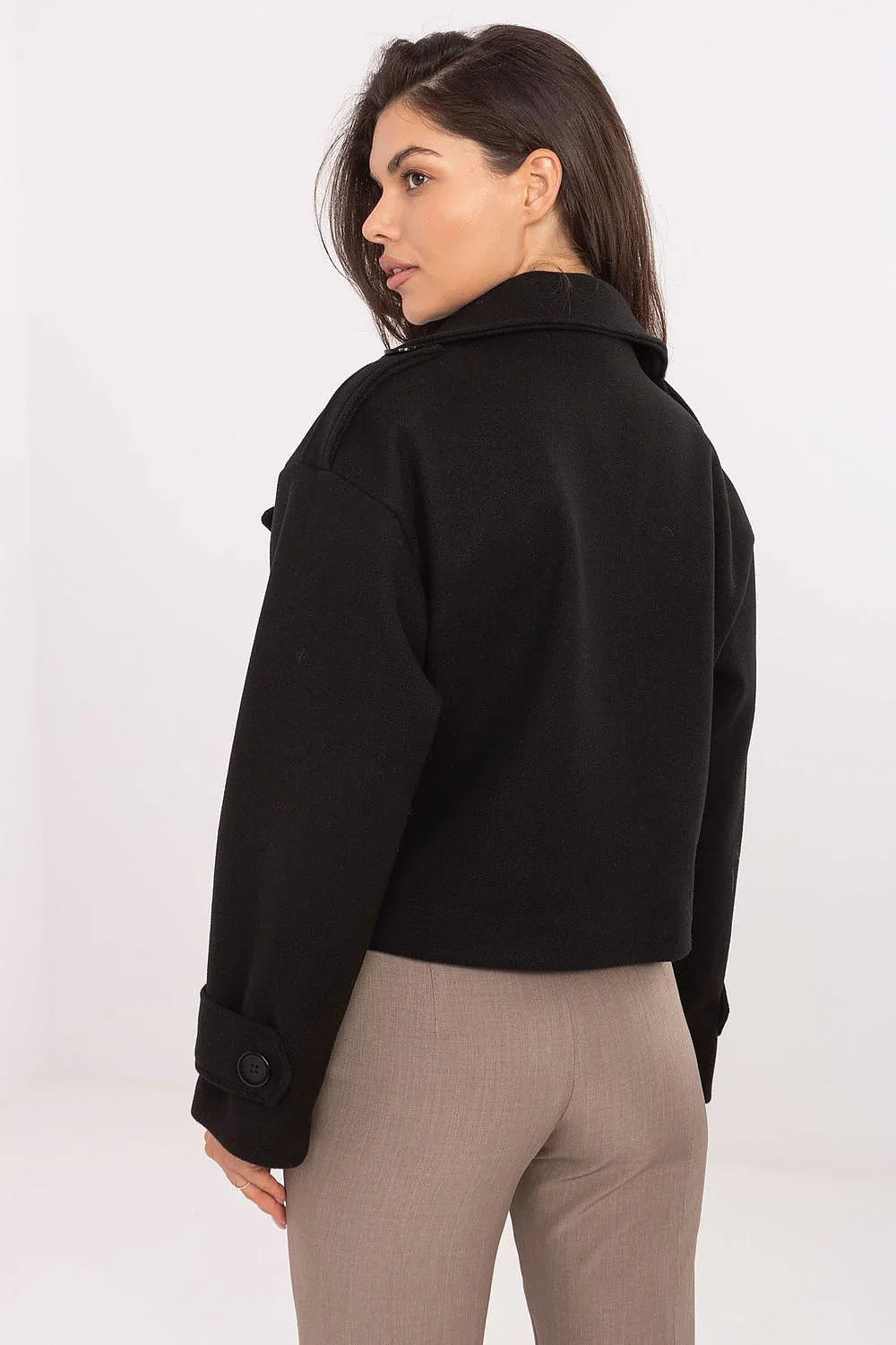 Women's Cropped Coat - With Lining Chic, Elegant, Casual - Guocali