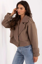 Women's Cropped Coat - With Lining Chic, Elegant, Casual - Guocali
