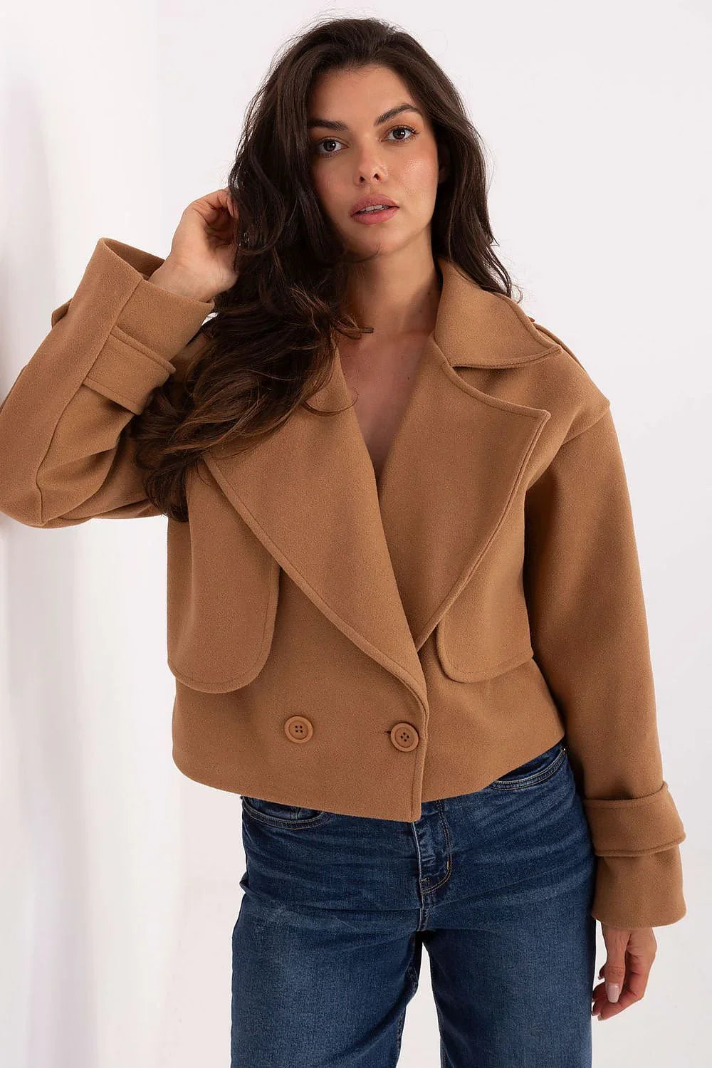 Women's Cropped Coat - With Lining Chic, Elegant, Casual - Guocali
